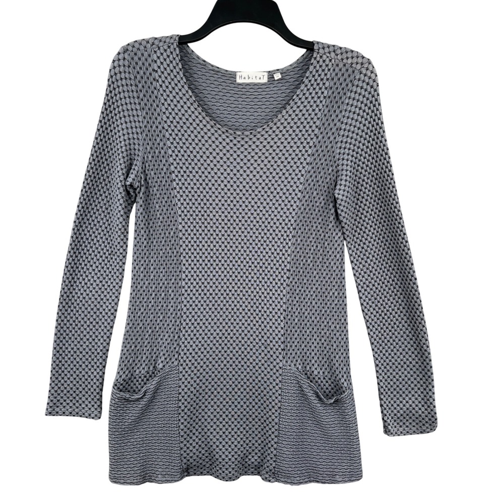Habitat Womens XS Grey Textured Scoop Neck Tunic Size XS Lagenlook Artsy Stretch